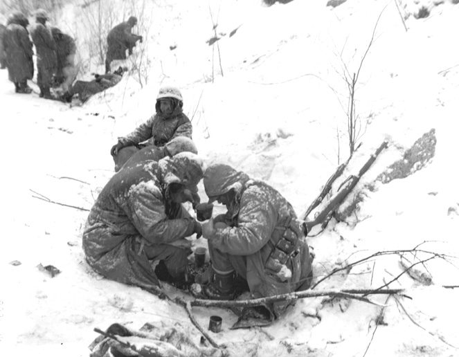 Chinese 79th Division soldiers at the Chosin Reservoir during the Korean War in 1950