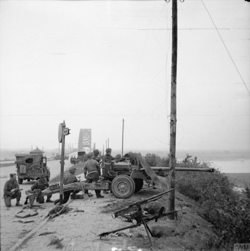 British 17-pounder anti-tank gun positioned near the Nijmegen Bridge during Operation Market Garden 1944
