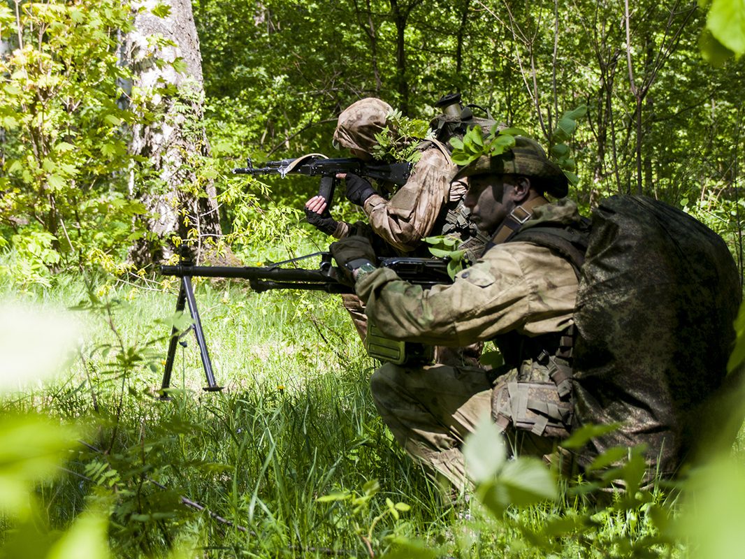 Russian Spetsnaz GRU special forces operators during military training