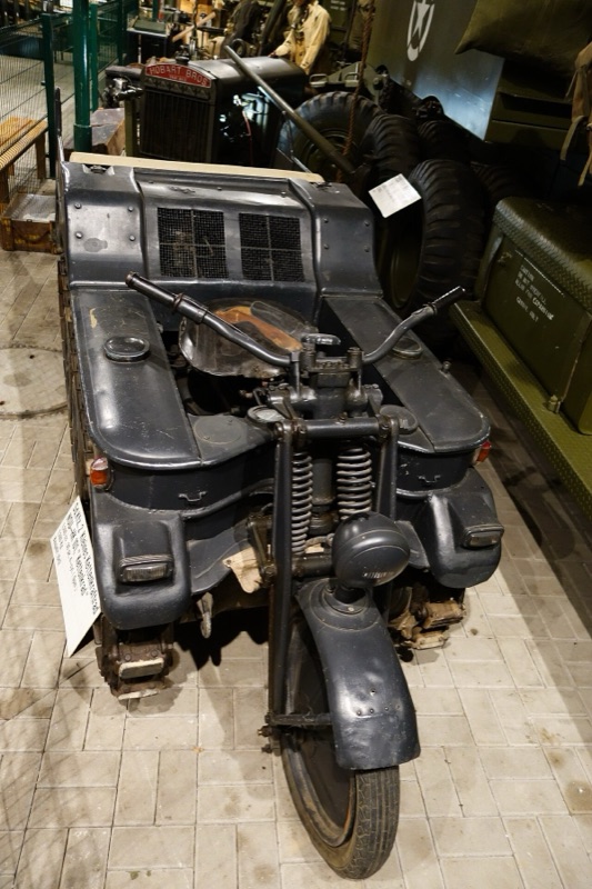 Kettenkrad half-track motorcycle with front wheel and rear tracked drive system