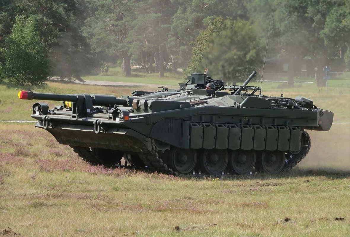 Swedish Stridsvagn 103 S-tank with its unique turretless design in field conditions
