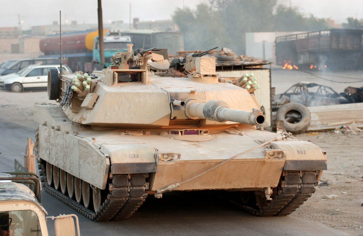 M1 Abrams tank during the Thunder Run armored assault into Baghdad in April 2003