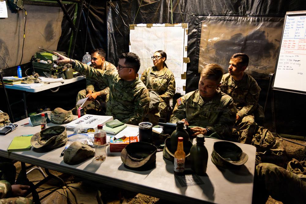 U.S. Army soldiers working in a tactical operations center