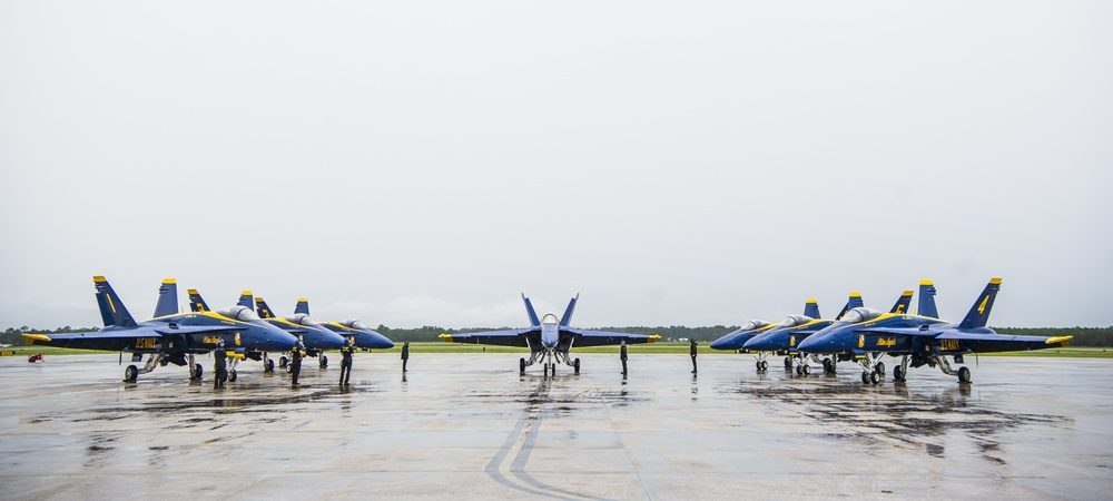 The first Blue Angels F/A-18 Super Hornet arrives at Naval Air Station Pensacola