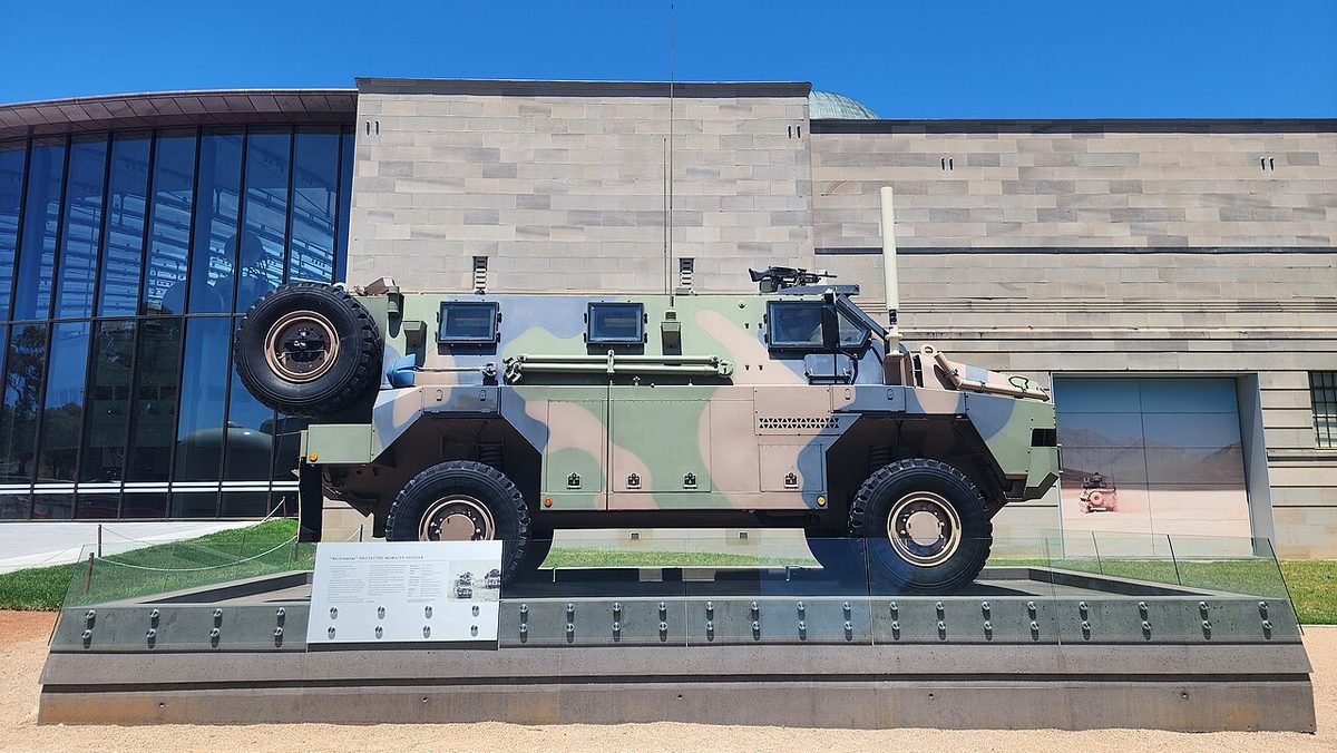Australian Bushmaster PMV displayed at the Australian War Memorial representing its Afghanistan service