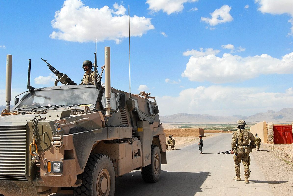 Bushmaster PMV on patrol in Tarin Kowt, Afghanistan showing the vehicle in operational conditions