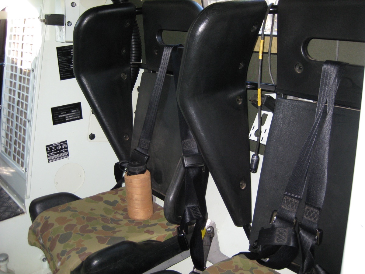 MRAP-type military vehicle showing mine-resistant design features used in modern protected vehicles