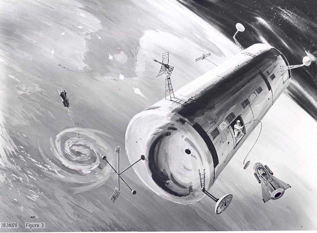 Conceptual diagram of the USAF Manned Orbiting Laboratory with Gemini-B capsule attached