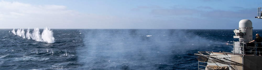 Naval warship equipped with close-in weapon systems for point defense