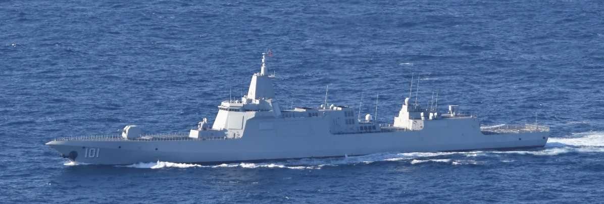 Chinese Type 055 guided-missile destroyer at sea during naval exercises