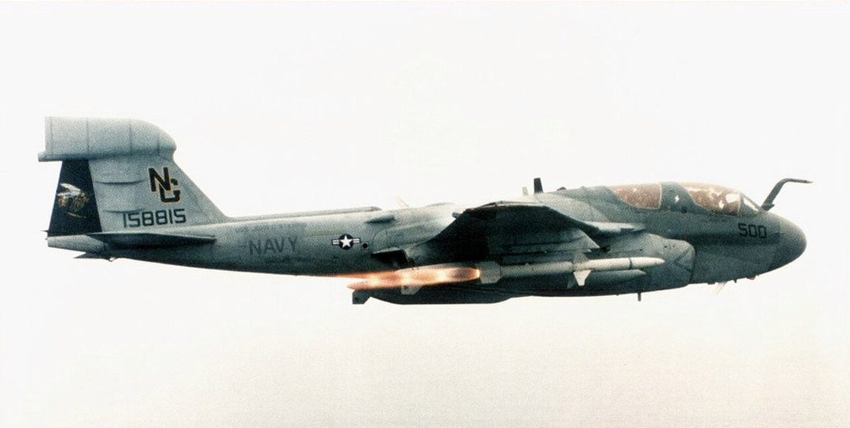 EA-6B Prowler launching an AGM-88 HARM anti-radiation missile