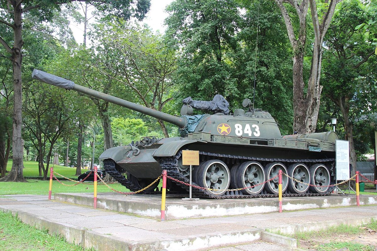 North Vietnamese T-54 tank at the Independence Palace in Saigon, now on display as a monument