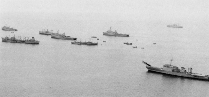 Task Force 76 ships assembled off the coast of Vung Tau, South Vietnam, April 1975
