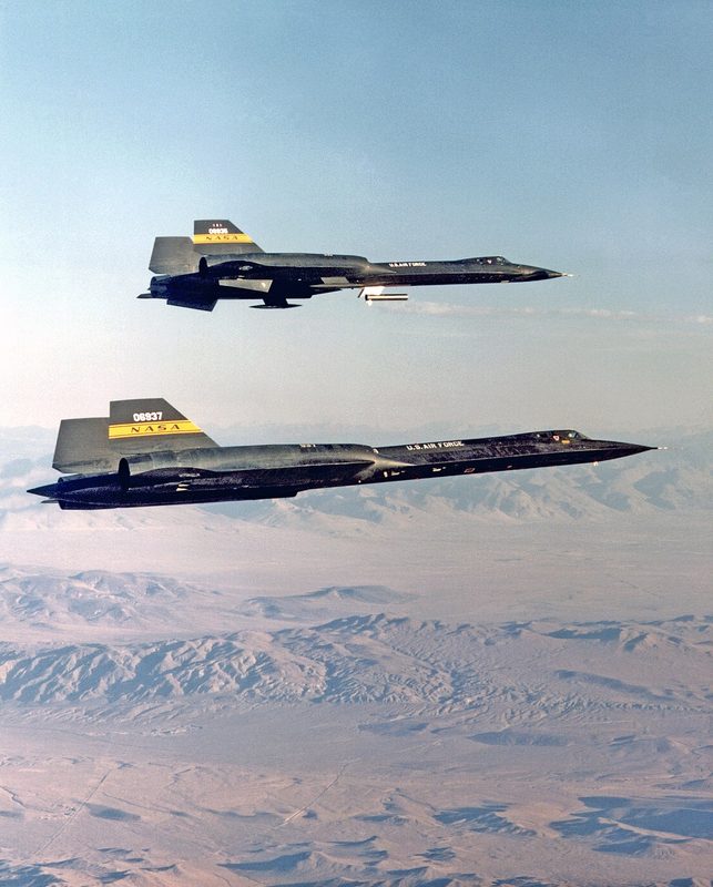 YF-12 interceptor prototype in flight showing its SR-71-derived airframe