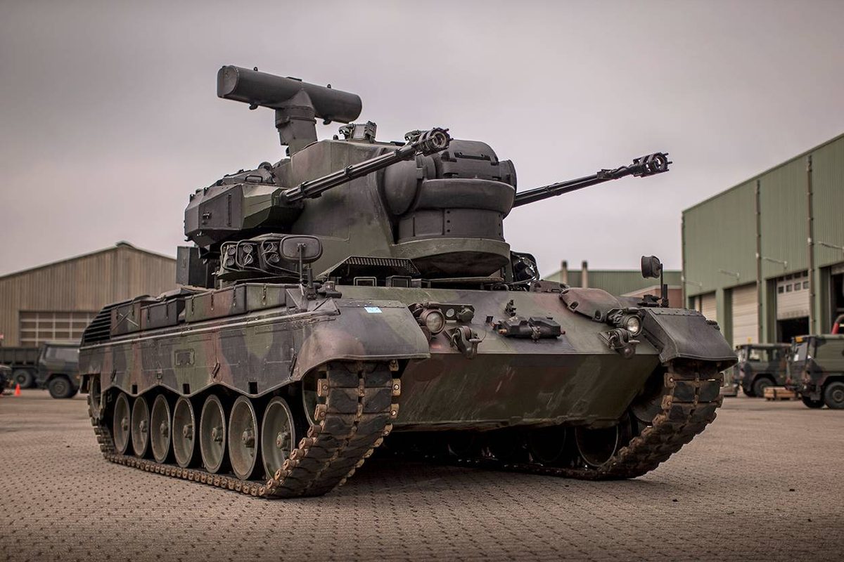Royal Netherlands Army Flakpanzer Gepard self-propelled anti-aircraft gun in an operational field setting