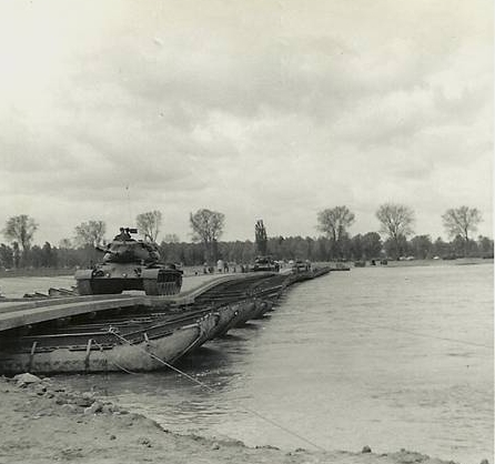 American troops crossing the Rhine River in March 1945, the operation the Ghost Army helped protect through deception