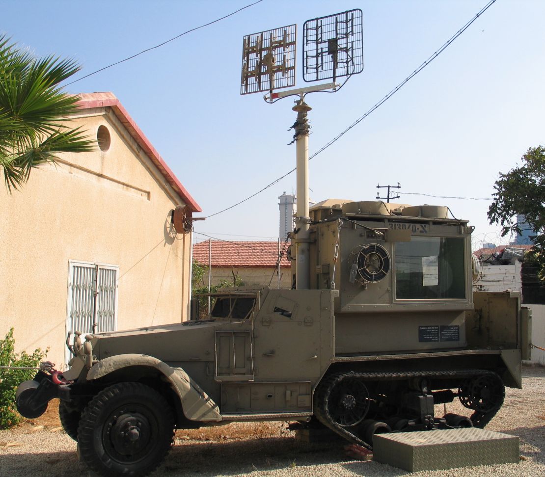 An M3A1 half-track equipped with large speakers used for sonic deception by the 3132 Signal Service Company