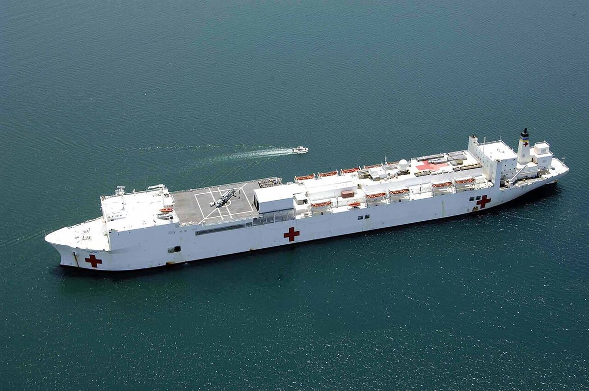 USNS Comfort anchored off the coast of Haiti during humanitarian relief operations