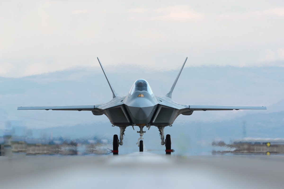 TAI KAAN prototype during taxi tests at the Ankara facility in 2023