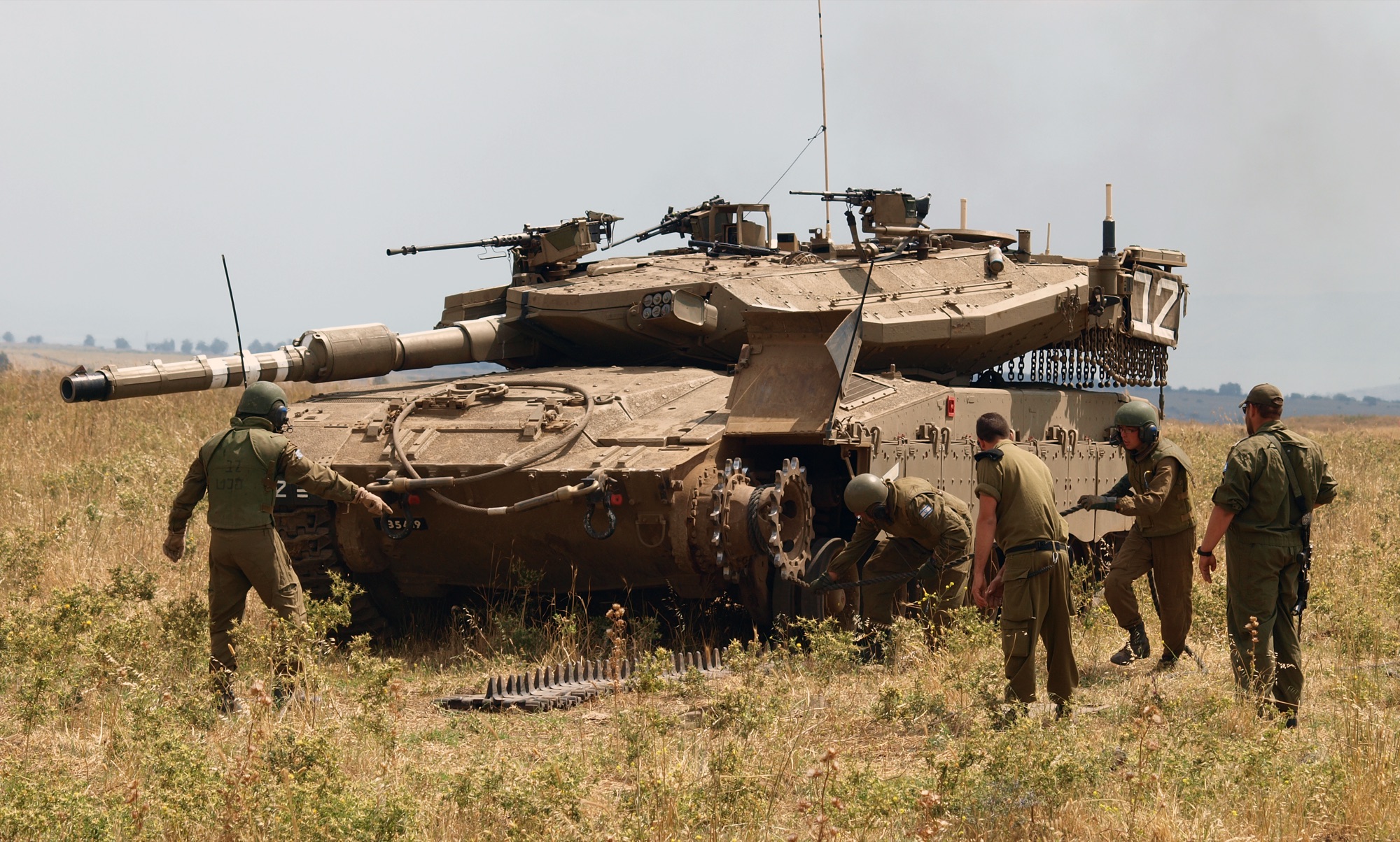 Merkava Mk 4 tank rear showing the distinctive rear door ramp used for infantry transport and crew evacuation