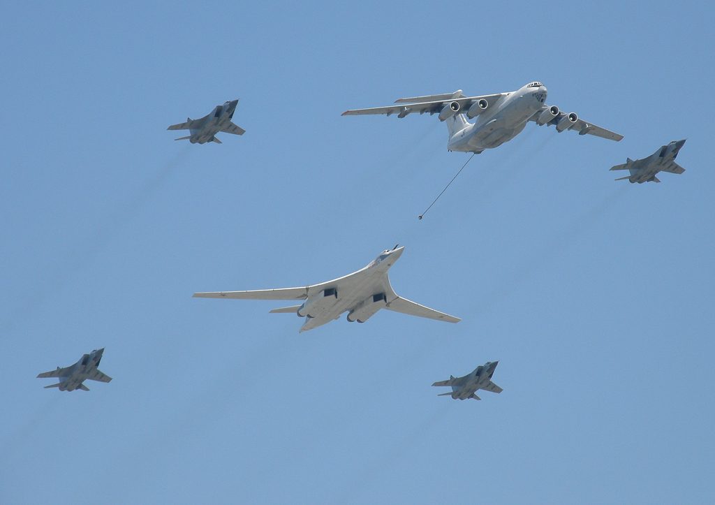MiG-31 and other Russian military aircraft in formation flight