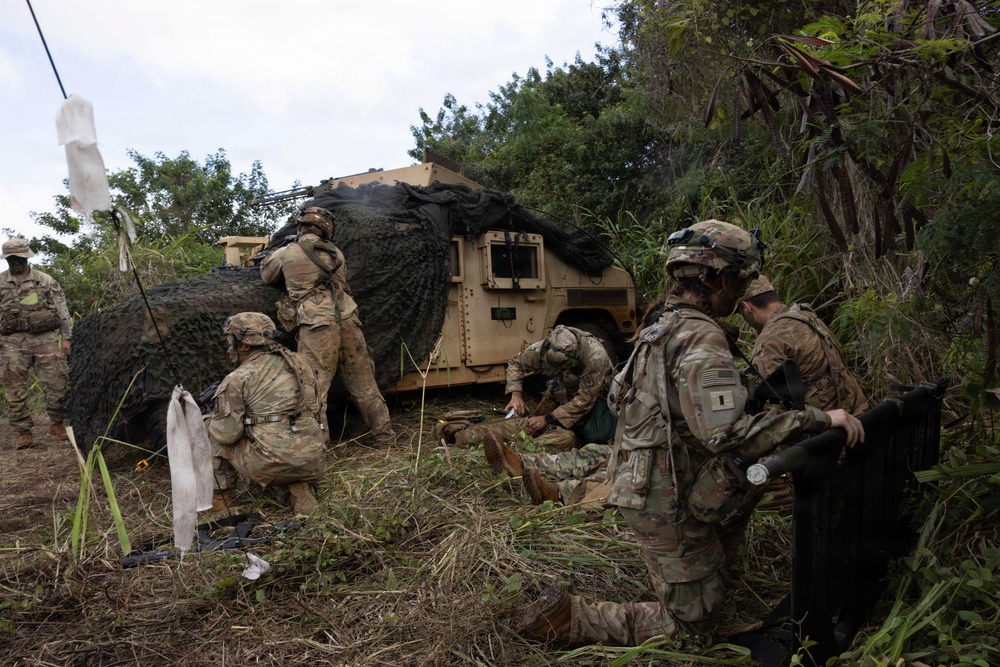 Military personnel during a tactical training exercise