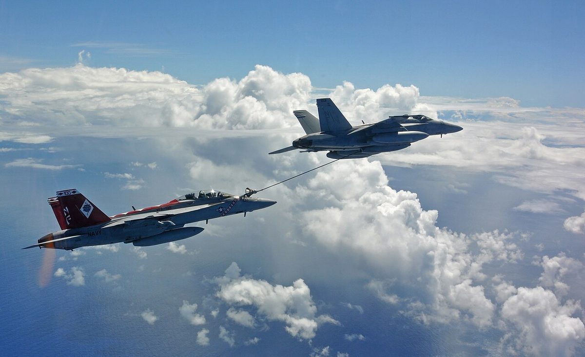 F/A-18 Super Hornet conducting aerial refueling operations