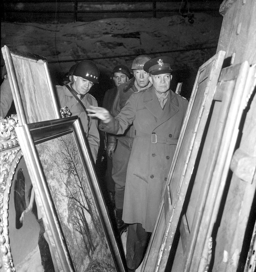 General Eisenhower inspects stolen artwork at Merkers Mine