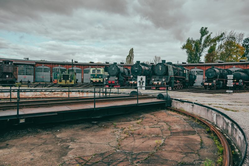 Historic steam locomotives at the Railroad Museum in Jaworzyna Śląska, Poland