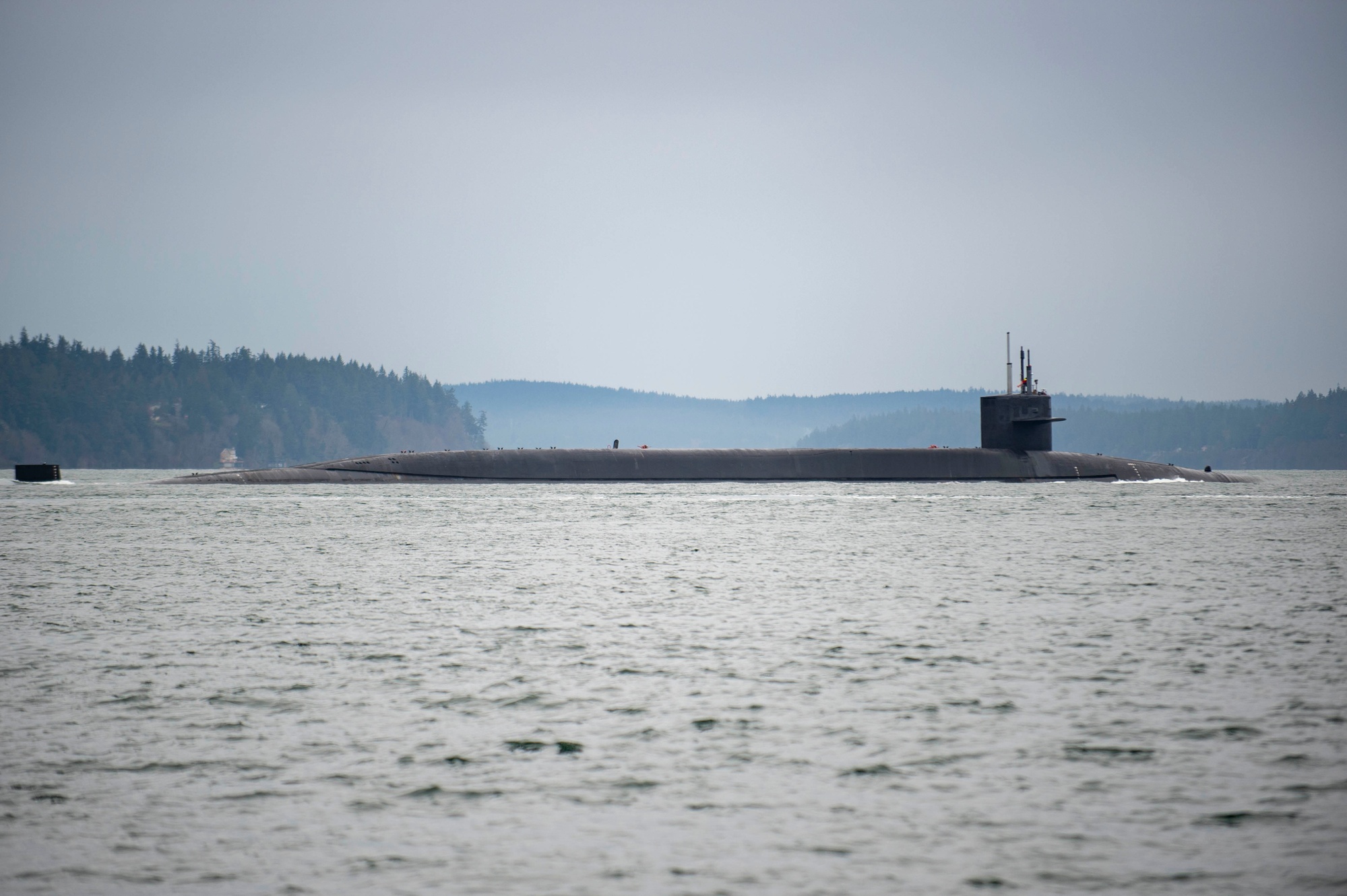 Ohio-class ballistic missile submarine at sea during a deterrent patrol