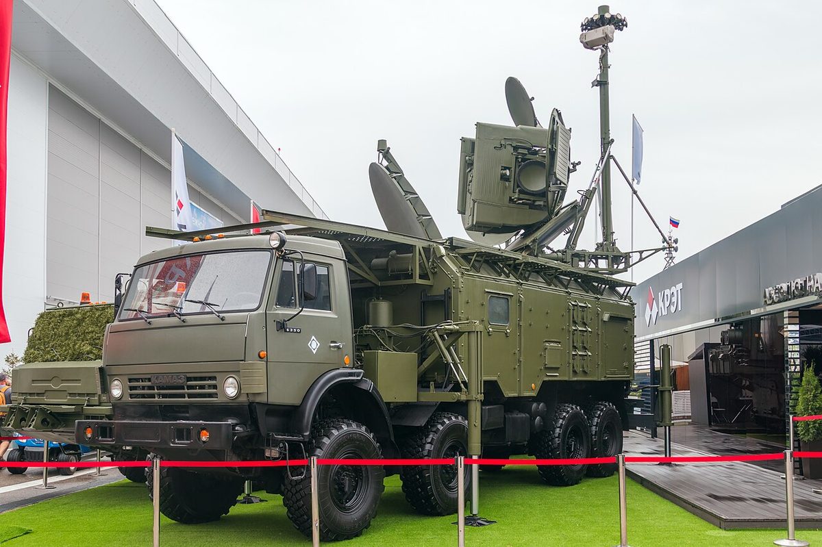 Krasukha-4 electronic warfare system mounted on a BAZ-6910 heavy truck chassis