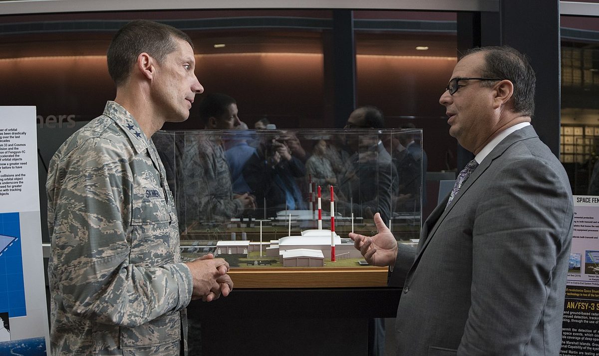 Space Fence radar facility model showing the S-band phased array system