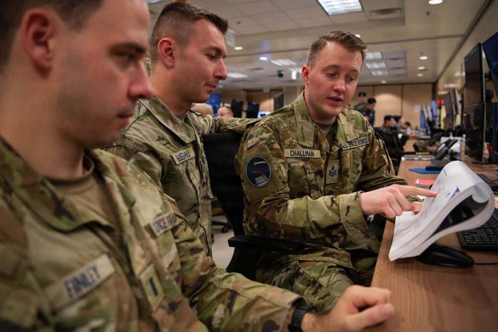 U.S. Space Force Guardians from field commands working together during military exercise