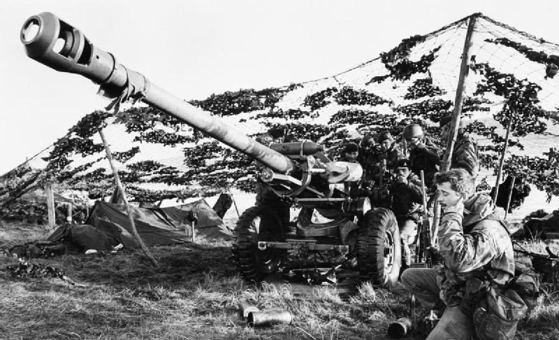 British Royal Artillery gun position in the Falkland Islands showing the remote and austere operating conditions