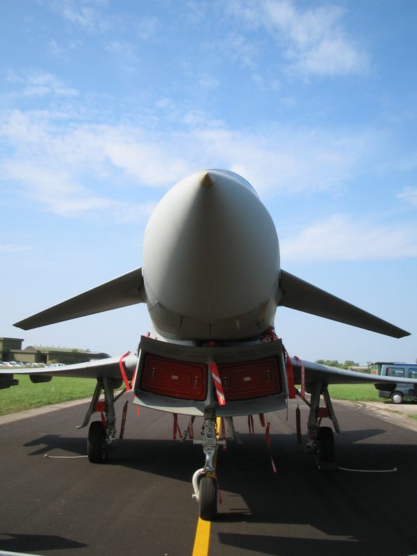 Eurofighter Typhoon head-on view showing the nose radome and twin intakes