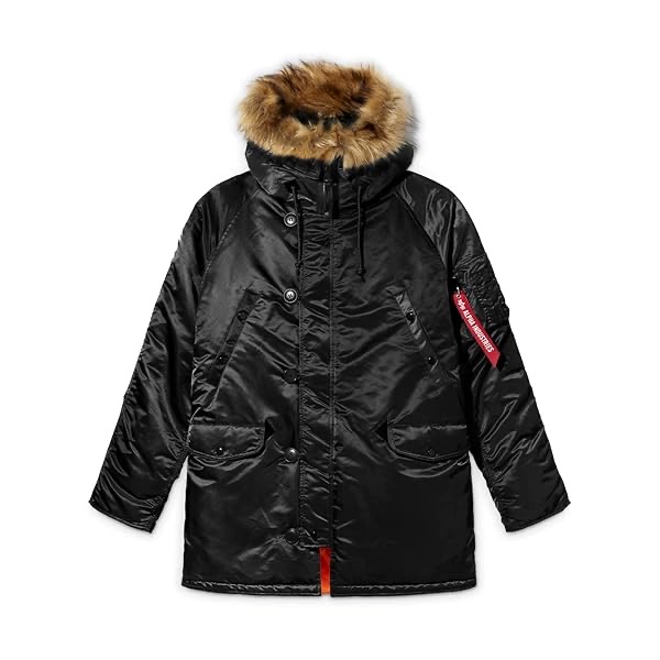 Alpha Industries N-3B Slim parka in black with fur-trimmed hood