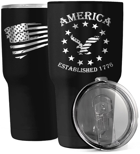 1776 America 30oz insulated tumbler with patriotic design