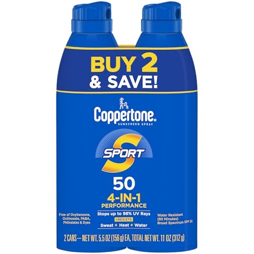 Coppertone Sport SPF 50 continuous spray sunscreen 2-pack