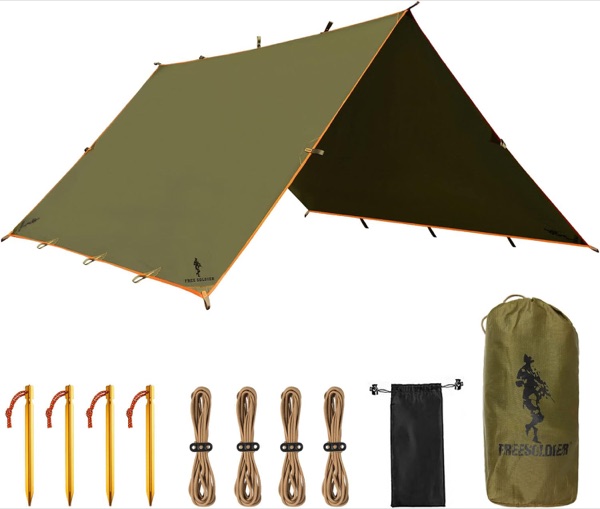 FREE SOLDIER waterproof camping tarp in olive green