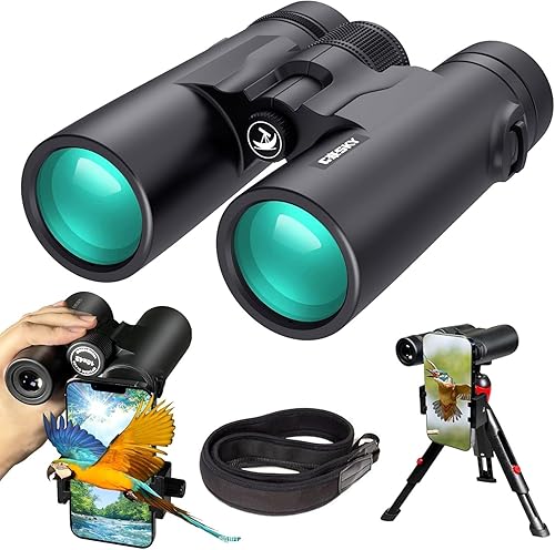 Gosky 10x42 roof prism binoculars in dark green rubber armor