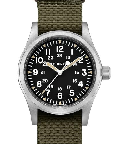 Hamilton Khaki Field Mechanical watch with olive NATO strap
