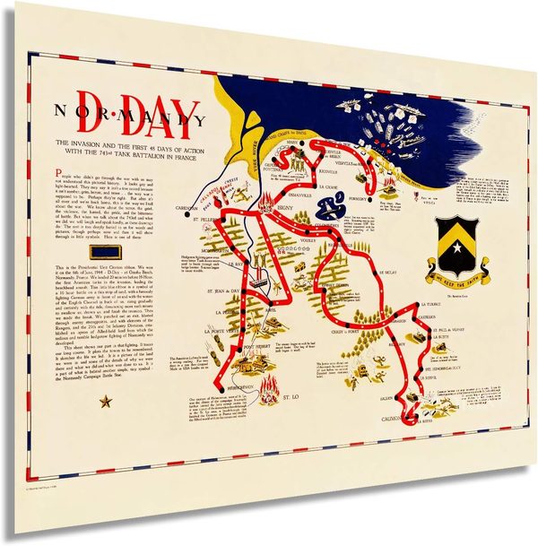 HISTORIX D-Day map poster reproduction from Library of Congress
