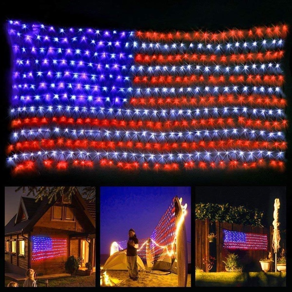Twinkle Star 420 LED American flag net lights