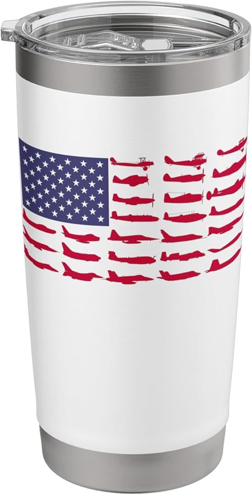 Military Machine aircraft flag insulated tumbler with military aircraft silhouettes