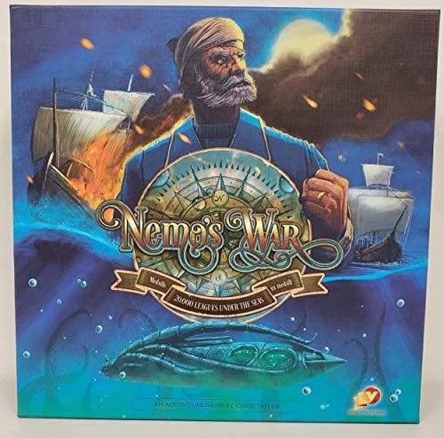 Nemo's War 2nd Edition board game with world ocean map and Nautilus miniature