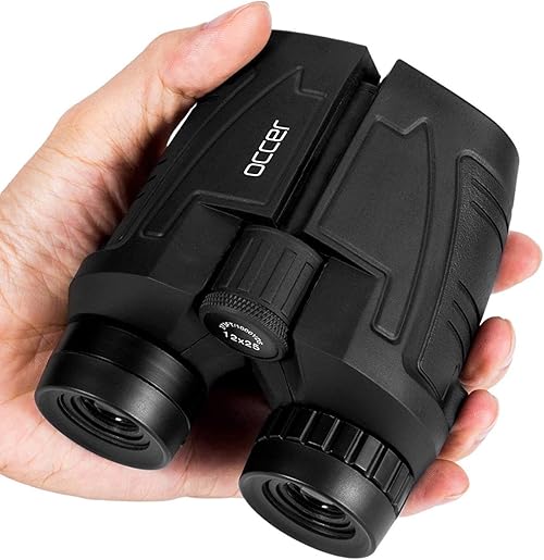 Occer 12x25 compact binoculars in black with textured grip