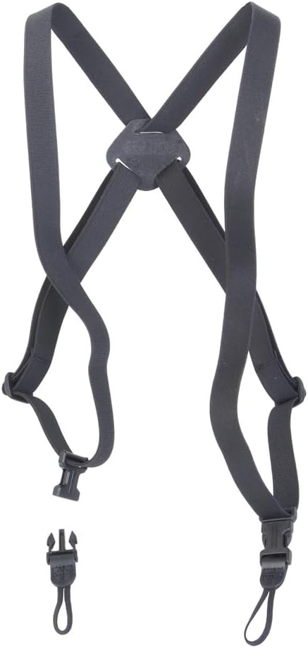 OP/TECH binocular harness strap system in black neoprene
