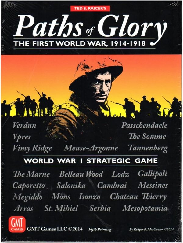 Paths of Glory WWI board game with European theater map and strategy cards