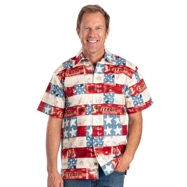 Patriotic American flag Hawaiian shirt with stars and stripes pattern
