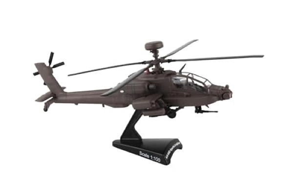Postage Stamp AH-64 Apache helicopter diecast model with Hellfire missiles